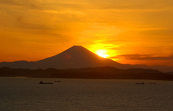 美しい房総勝浦の景色 富士山