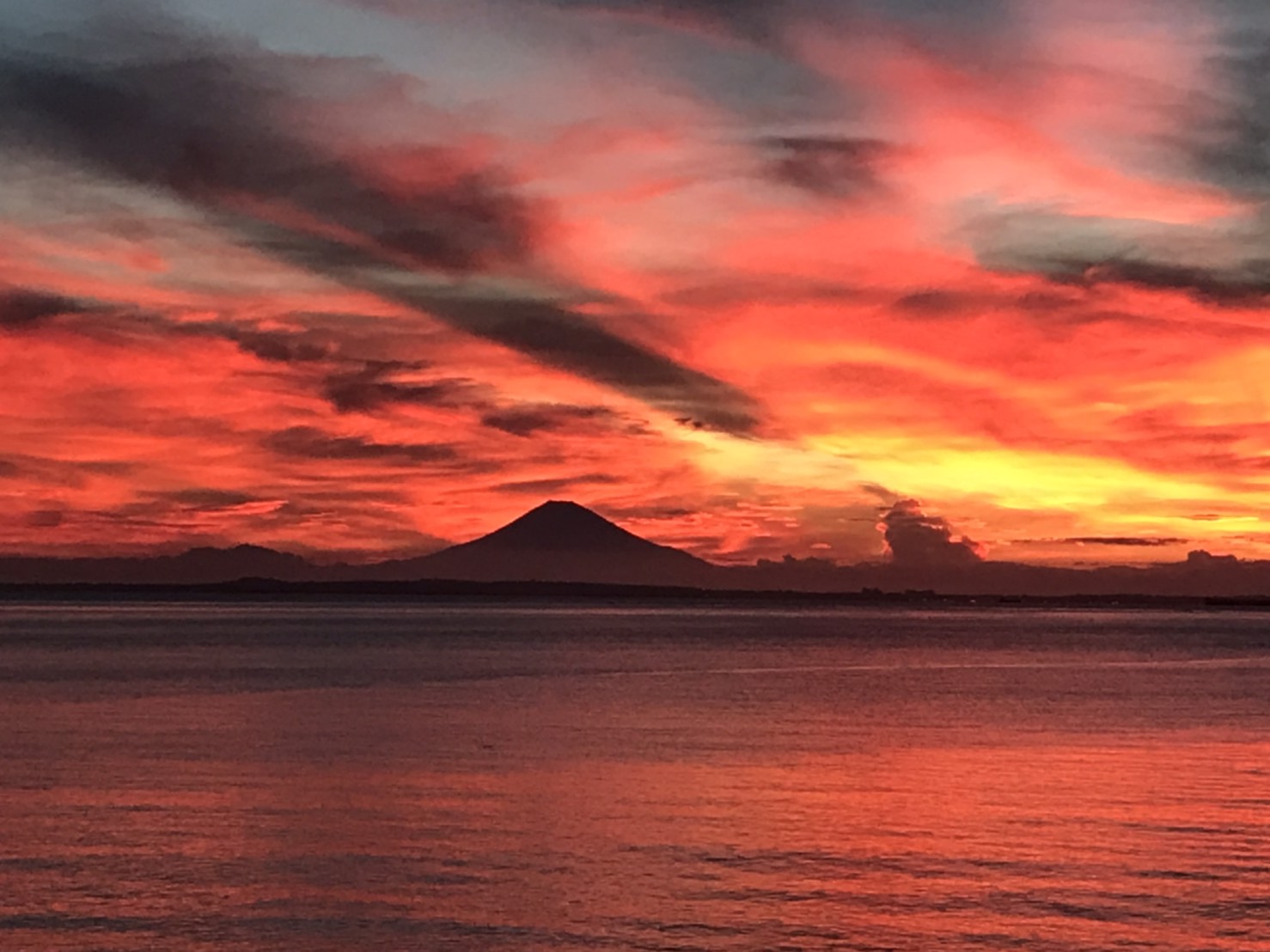 夏富士と夕日